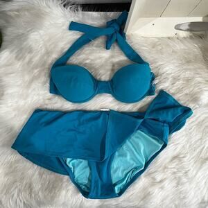 NEW J. Crew Swim Retro Balconette Padded Push-Up Bikini Top Ruffle Swim Skirt S